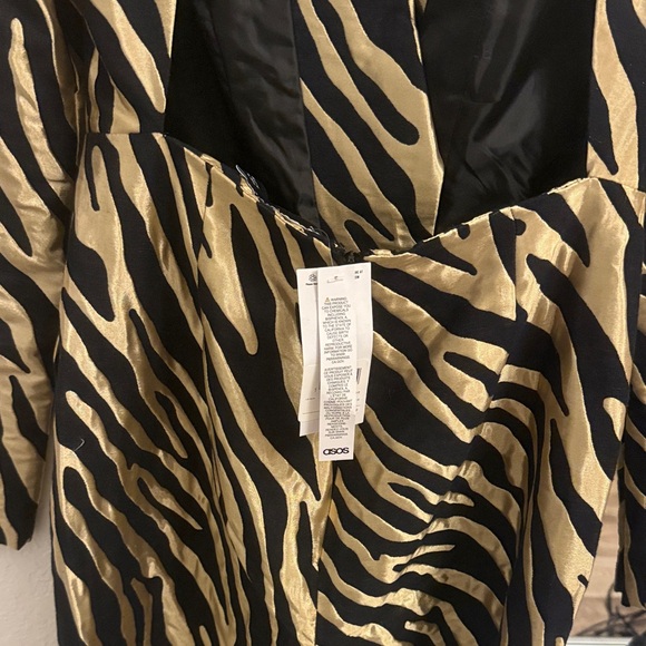 ASOS Zebra Print Jumpsuit in Black and Gold - Picture 2 of 3
